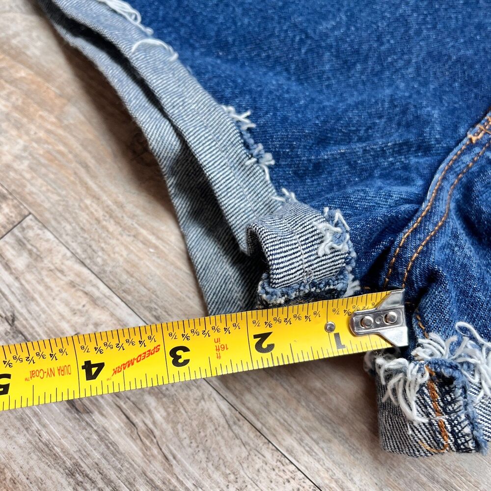 Abercrombie & Fitch Annie High Rise Denim Shorts Size 27 Dark Wash Raw Hem NWT - Picture 7 of 10